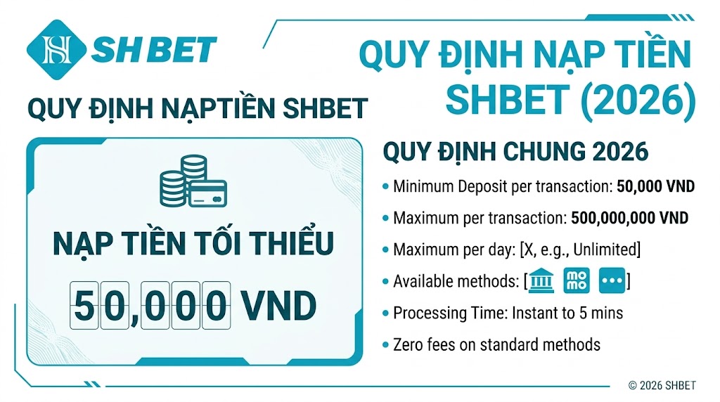 SHBET nạp tiền tối thiểu bao nhiêu tiền? Quy định nạp 2026